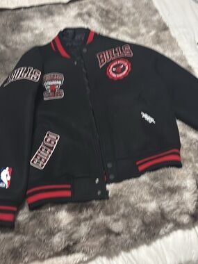 Kids Black and Red Team Patch Varsity Jacket